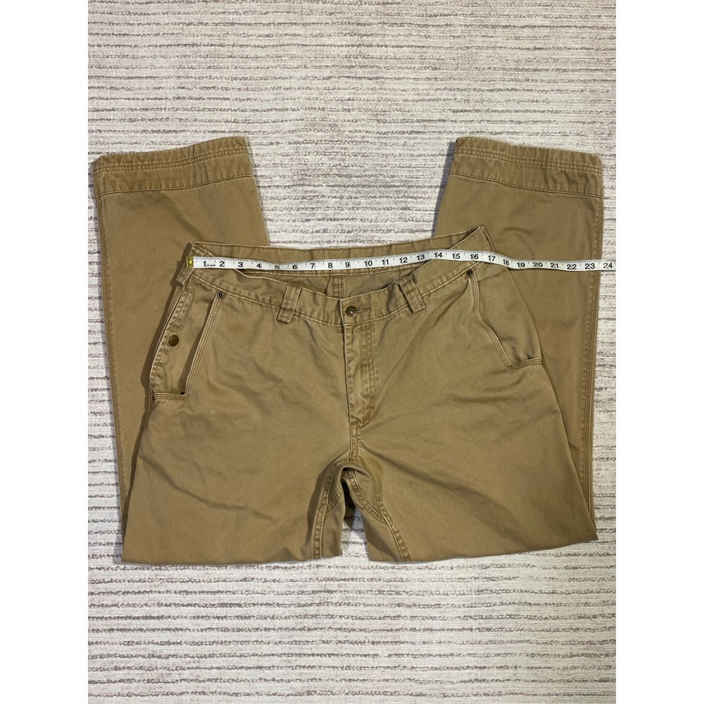 Duluth Trading Co Mens Khaki Tan Canvas Work Pants Straight Leg 34x30 - Picture 6 of 9
